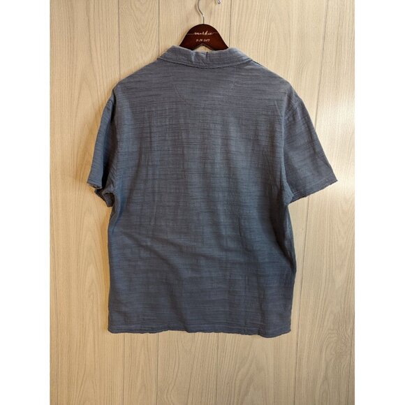 BKE Buckle Standard Fit Knit Polo Shirt Sz Large Stretch Distress Detail Blue - Picture 2 of 5